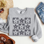 Retro Checkered Flowers Sweatshirt